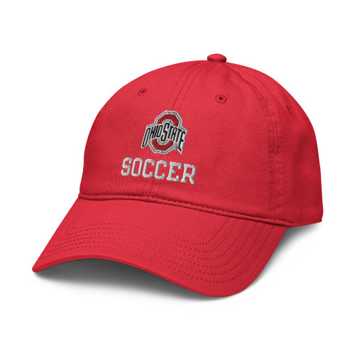 Elite Authentics Ohio State Buckeyes Soccer Logo Red Officially Licensed Adjustable Baseball Hat, One Size