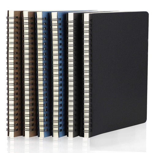 EUSOAR Spiral Lined Notebook, A5 6 packs 5.5"X8.3" 120 Pages Lined Travel Writing Notebooks Journal, Memo Notepad Sketchbook, Students College Office Business Subject Diary Ruled Book-3 Colors