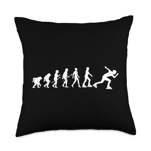 Inline Skating Shirts Evolution of Inline Skating-Roller Skater Rollerblades Throw Pillow, 18x18, Multicolor