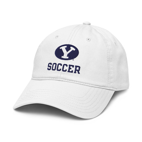 Elite Authentics BYU Cougars Soccer Logo White Officially Licensed Adjustable Baseball Hat, One Size