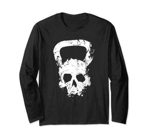 Kettlebell Skull Gym Strength Sports Bodybuilding Workout Long Sleeve T-Shirt