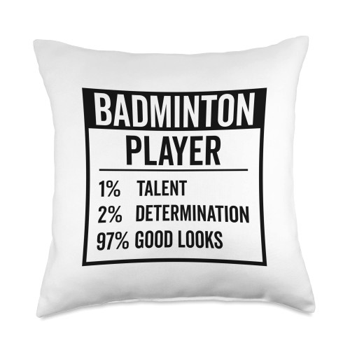 Badminton Player Gift Idea Badminton Shuttlecock Graphic Badminton Shuttlecock Player Sports Throw Pillow, 18x18, Multicolor