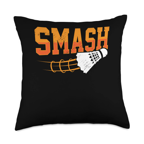 Badminton Player Gift Idea Badminton Shuttlecock Smash Graphic Badminton Shuttlecock Player Sports Throw Pillow, 18x18, Multicolor