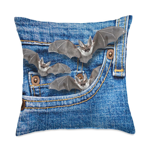 Bat-Jean-In Pocket Throw Pillow, 18x18, Multicolor