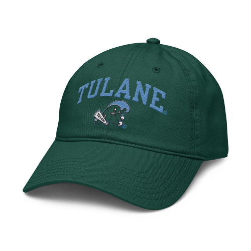 Elite Authentics Tulane Wave Arch Over Officially Licensed Adjustable Baseball Hat, Dark Green, One Size