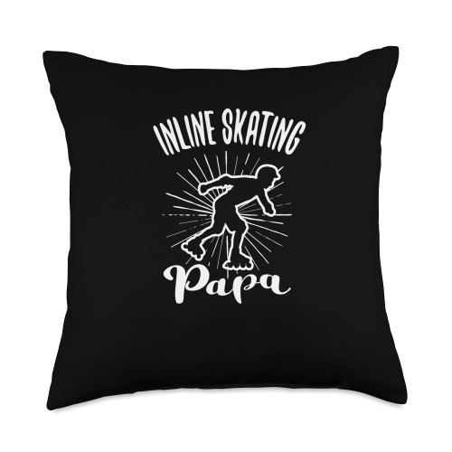 Inline Skating Inline Skater Rollerblade Clothing Inline Skating Papa Rollerblading Throw Pillow, 18x18, Multicolor