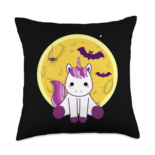 Bat Unicorn Spider Moon Throw Pillow, 18x18, Multicolor