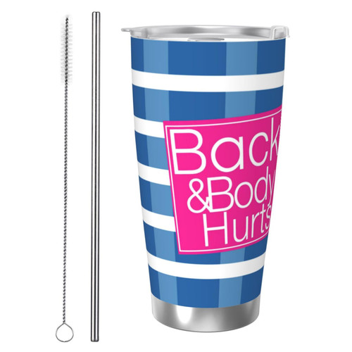 WIZYXQ Back And Body Hurts Mug with Lid 20oz Coffee Mug Funny Sarcastic Mug Gift for Women Mens