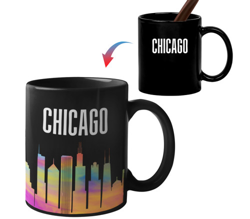Onebttl Chicago City Skyline Gifts Coffee Mug, 12oz Heat Sensitive Skyline Map Magic Coffee Mug for Friends, Chicago Lovers for Christmas, Birthday
