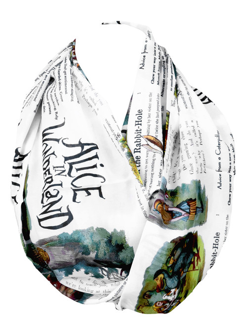 Di Capanni Alice in Wonderland Book Scarf With images from John Tenniel and Lewis Carroll Quotes Di Capanni Alice in Wonderland Book Scarf With images from John Tenniel and Lewis Carroll Quotes