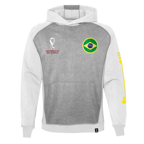 Outerstuff Youth & Kids FIFA World Cup Contrast Raglan Tech Fleece Hood, Heather Grey-White, Kids Large-7