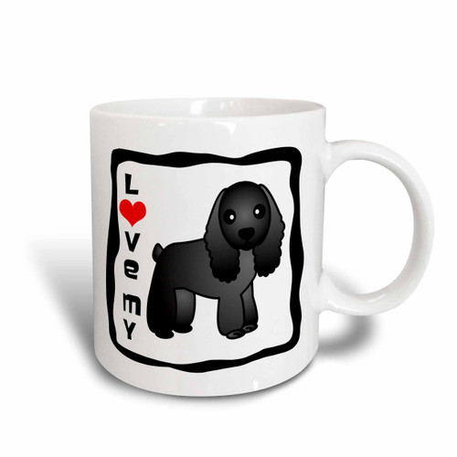 3dRose Love My Cocker Spaniel Black-Ceramic Mug, 15-Ounce, Multicolored