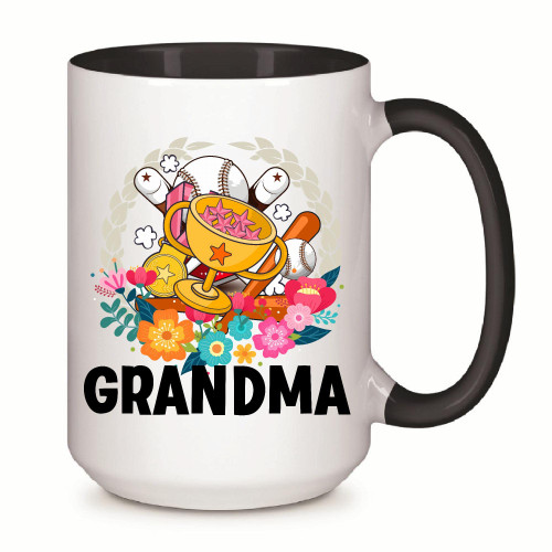 Baseball Grandma Baseball bat Baseball Glover for Sport Player 11oz 15oz Inner Color Accent Mug
