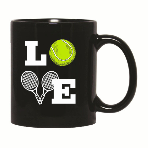 Love Tennis Ball and Racket for Tennis Player and Tennis Lover 11oz 15oz Black Coffee Mug Love Tennis Ball and Racket for Tennis Player and Tennis Lover 11oz 15oz Black Coffee Mug