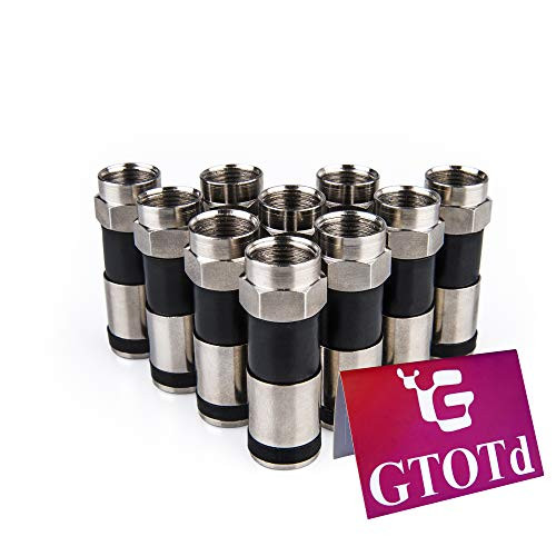 GTOTd - Coaxial Cable Compression Fitting | Connector  for RG6 Coax Cable  with Weather Seal O Ring and Water Tight Grip (10 Pcs)