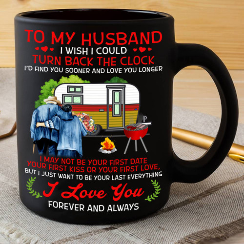 Lafine Personalized To My Husband Mug, Camping Old Couple I Wish I Could Turn Back The Clock Mug, To Husband From Wife Valentines Day Birthday Gifts For Men Women Ceramic Coffee 11 15 Oz Mug, Multi 3