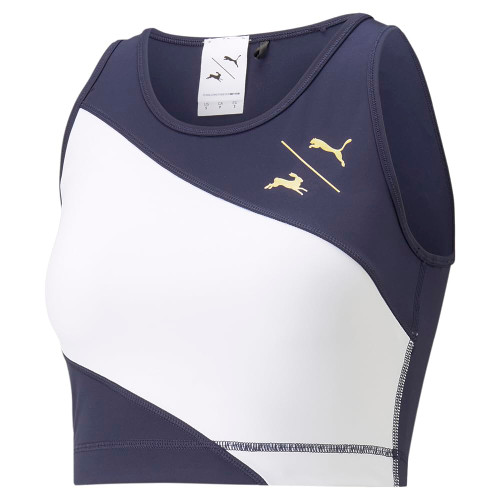 PUMA Womens Tracksmith X Cropped Crew Neck Athletic Tank Casual - Blue - Size L