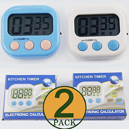 Digital Kitchen Timer,Magnetic Countdown Stopwatch Timer With Alarm for Kitchen, Cooking, Shower, Bathroom, Backing Stand with Large LCD Display?2 Pack)