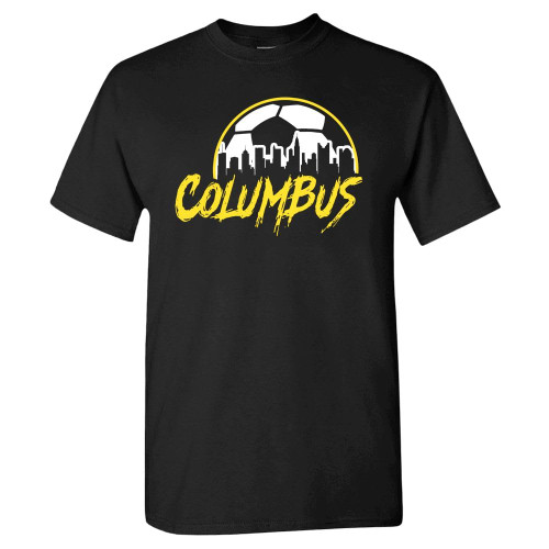Xtreme Apparrel Columbus Soccer Skyline Men's Fan T-Shirt (Black Shirt, M)