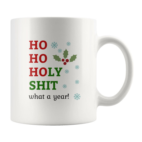 Nufar Ho Ho Holy Shit What A Year! Mug-Sarcastic Gift-Gift Funny Coffee Mug-Christmas Mug Gift-Santa Rude Mug-Co-worker Gift-Xmas Rude-Pandemic