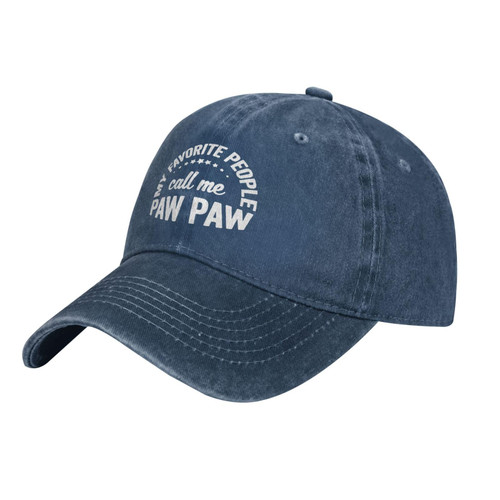 My Favorite People Call Me Paw Paw Cowboy Hat Adjustable Classic Vintage Baseball Cap for Men Women Navy Blue