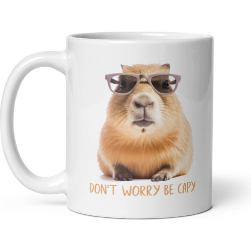 Don't Worry Be Capy Capybara Ceramic Coffee Mug Tea Cup, 11 OZ