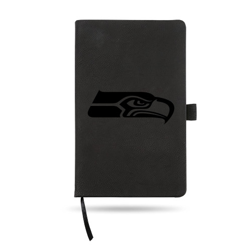 Rico Industries NFL Seattle Seahawks Black Laser Engraved Small Notepad Jounral/Notepad 8.25" x 5.25"- Office Accessory
