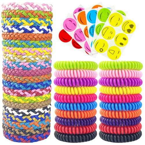 40 Pack Mosquito Repellent Bracelets, 20 Pack PU Leather Mosquito Wristbands and 20 Pack EVA Mosquito Bands with 36 Pcs Mosquito Repellent Patches, DEET-Free Mosquito Stickers for Adults and Kids