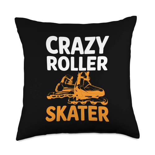 Rollerblades I Roller Skating I Inline Skating Crazy Skater I Roller Skates Throw Pillow, 18x18, Multicolor