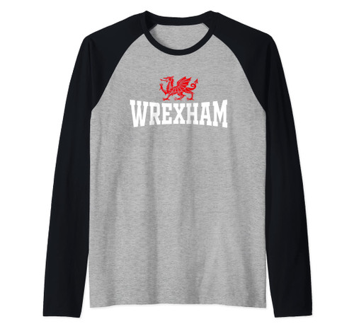 Wrexham Wales Red Dragon Wrecsam Raglan Baseball Tee