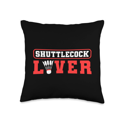 Retro Badminton Racket Shuttlecock Badminton Love Shuttlecock Badminton Lover Throw Pillow, 16x16, Multicolor