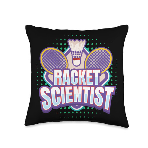 Shuttlecock Badminton Players Clothing Scientist I Badminton Racket Shuttlecock Throw Pillow, 16x16, Multicolor