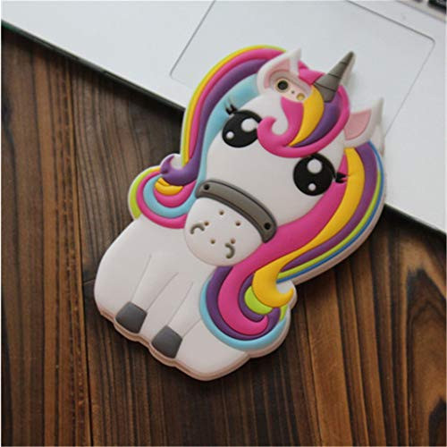 McLeod Rainbow Unicorn iPhone 4 4S Case, 3D Cute Cartoon Rainbow Unicorn Horse Animal Soft Silicone Rubber Case(Rainbow Unicorn)