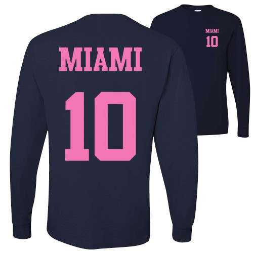 wild custom apparel Miami 10 Soccer Lover Front and Back Mens Long Sleeves, Black, X-Large