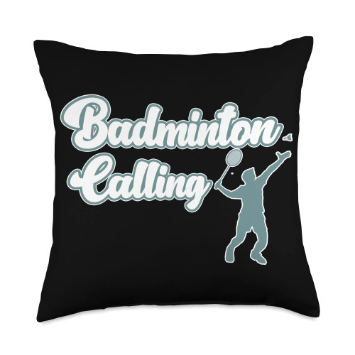Badminton Player Sports Lover Coach Graphic Badminton Calling Shuttlecock Lover Coach Player Graphic Throw Pillow, 18x18, Multicolor