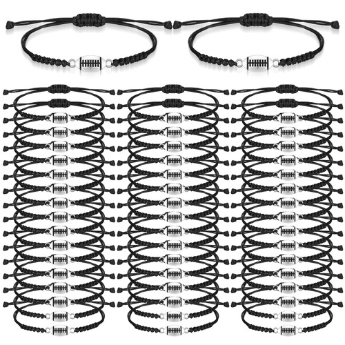 Ecally 50 Pcs Football Bracelet Adjustable Football Charm Bracelets Football Gifts Rugby Sports Bracelet for Women Men Boys Girls Sport Fans Kids Team Football Jewelry Party Accessories (Black) Ecally 50 Pcs Football Bracelet Adjustable Football Charm Bracelets Football Gifts Rugby Sports Bracelet for Women Men Boys Girls Sport Fans Kids Team Football Jewelry Party Accessories (Black)
