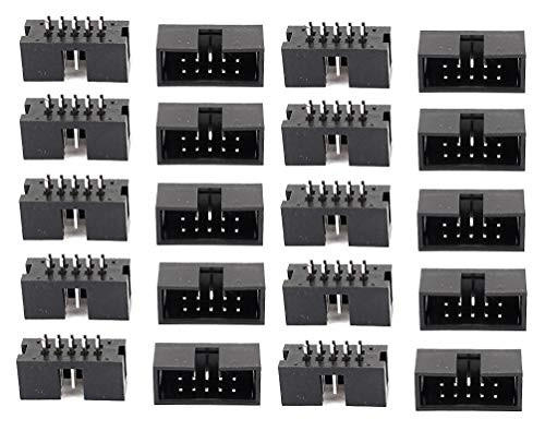 YXQ IDC Connector 2.54mm Pitch 10Pin Male Header Socket Box Straight Cable Connector(50Pcs)