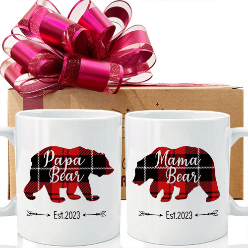 Mama & Papa Bear Mug Gifts Set of 2, Est 2023 Mom Dad Gifts Checkered Vintage Mug New Mama Papa Bear Coffee Mug Gift, Bear Theme Couples Gifts for Parents-39 Mama & Papa Bear Mug Gifts Set of 2, Est 2023 Mom Dad Gifts Checkered Vintage Mug New Mama Papa Bear Coffee Mug Gift, Bear Theme Couples Gifts for Parents-39