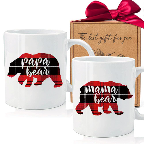 Qupoomafu Mama & Papa Bear Mug Gifts Set of 2, Bear Theme Couples Gifts for Parent, Mom Dad Gifts Checkered Vintage Mug New Mama Papa Bear Coffee Mug Gifts-42 Qupoomafu Mama & Papa Bear Mug Gifts Set of 2, Bear Theme Couples Gifts for Parent, Mom Dad Gifts Checkered Vintage Mug New Mama Papa Bear Coffee Mug Gifts-42