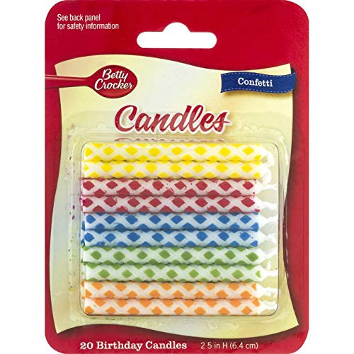 20 Confetti BIRTHDAY Candles 2.5 Inches - 3 PACK by Betty Crocker (3 Pack)