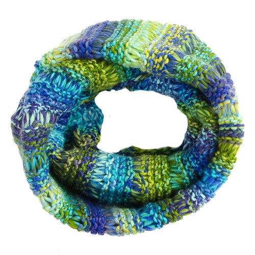 Tickled Pink Women's Ombre Knit Infinity Scarf, Blue & Green