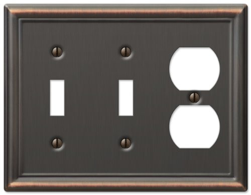 AmerTac 149TTDDB Chelsea Steel Double Toggle/Single Duplex Wallplate, Aged Bronze
