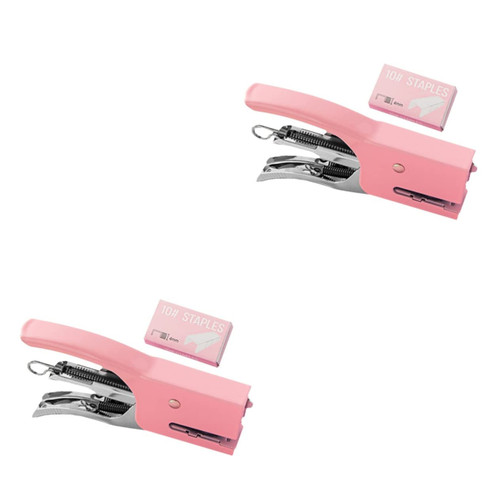TEHAUX 2 Sets Hand-held Stapler Office Use Stapleless Stapler Document Stapler Professional Paper Stapler Compact Stapler Daily Book Stapler Colored Stapler Heavy Child Staples Metal