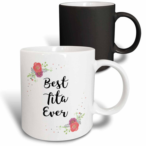 3dRose Floral Best Tita Ever pretty pink flowers Aunt in Spanish or Filipino - Mugs (mug_312030_3)
