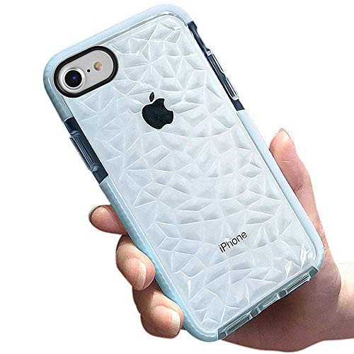 iPhone 8/7 Case, Rybilny,Ultra Hybrid Case with Air Cushion Technology, Women Girls Men Geometric Clear TPU Drop Protective Cases Cover Compatible for Apple iPhone 8/iPhone 7 (Blue)