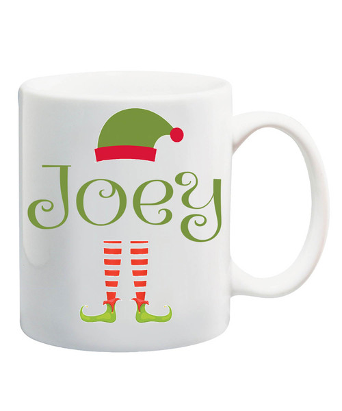 Personalized Joey Name Elf Christmas Coffee Mug Gifts for Men Women, Elf Xmas 2023 Black Ceramic Mug, Customized Elf Christmas Coffee Cup 11oz White Mug 676154