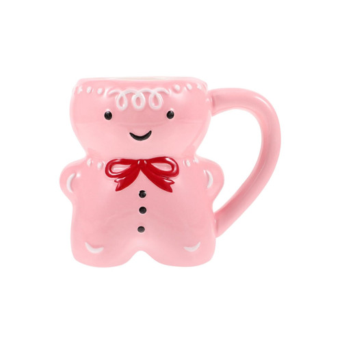 Gingerbread Man Coffee Mugs, Gingerbread Man Mug, Gingerbread Man Ceramic Mug, Gingerbread Man Ceramic Mug, Gingerbread Man Christmas Coffee Mugs, 3D Gingerbread Man Cup (pink)