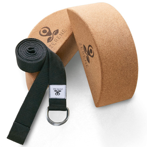 Yoga Blocks (2 Pack with Strap) - Increase Core Strength with our New Half-Round Cork Yoga Block - Yoga Accessories for Beginner and Pros - Includes A Carry Bag and Yoga Strap for Extra Flexibility Yoga Blocks (2 Pack with Strap) - Increase Core Strength with our New Half-Round Cork Yoga Block - Yoga Accessories for Beginner and Pros - Includes A Carry Bag and Yoga Strap for Extra Flexibility