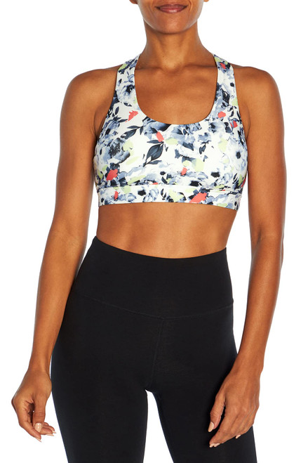 Marika Women's Standard Avianna Medium Impact Sports Bra, Butterfly Chopped Brush Floral, Large