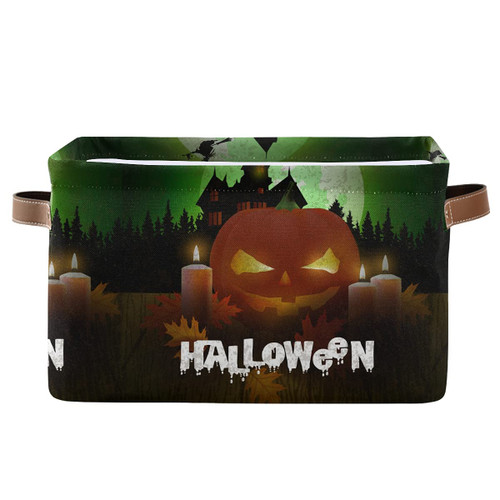 Moon Tress Zombie Halloween Rectangular Storage Basket Storage Bin Collapsible Storage Box with Leather Handles Shelves Basket Organizer for Office, Office Moon Tress Zombie Halloween Rectangular Storage Basket Storage Bin Collapsible Storage Box with Leather Handles Shelves Basket Organizer for Office, Office